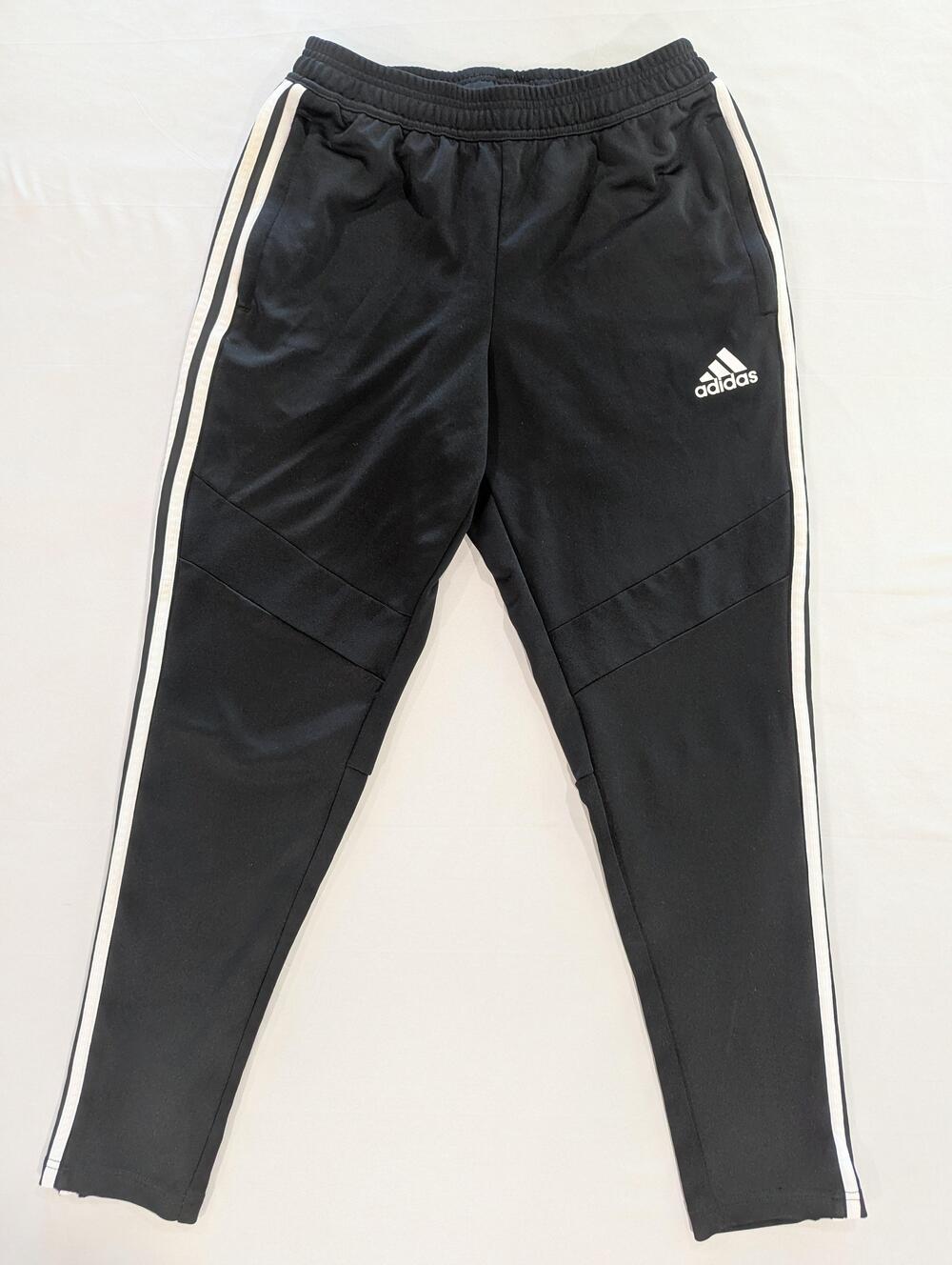 Adidas Track Pants Mens S Black 3-Stripes Zip Ankle Elastic Waist Athletic Gym